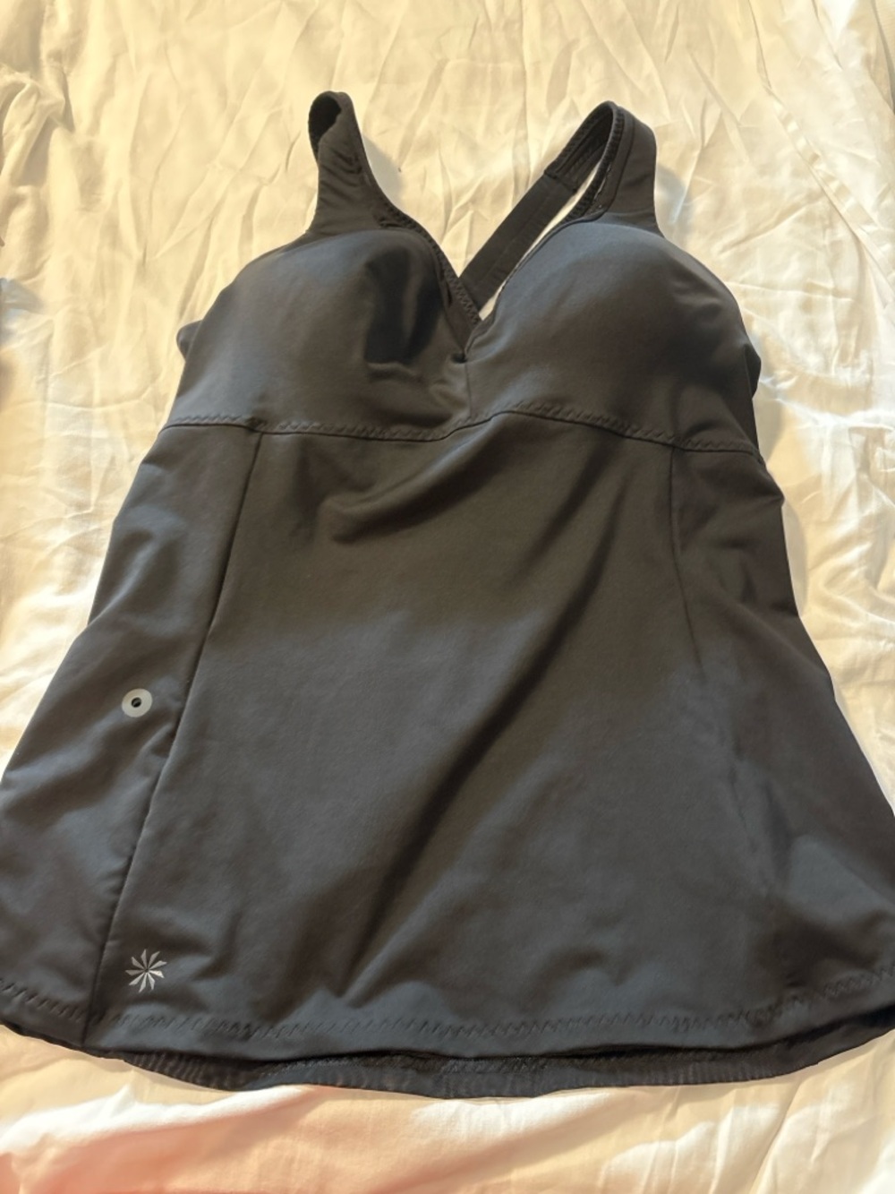 Athleta Black Workout Tank Top Built In Bra Medium Side Zip Pocket
